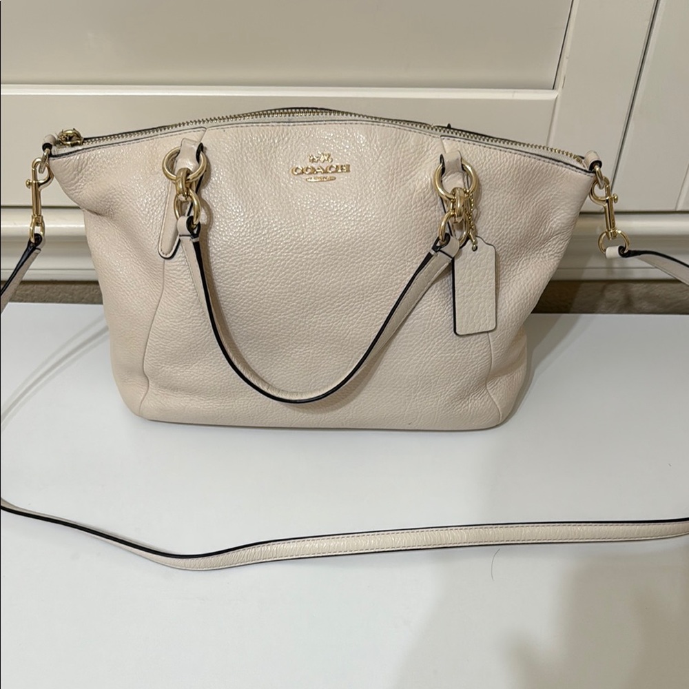 Coach Cream Shoulder Bag with Gold Accents